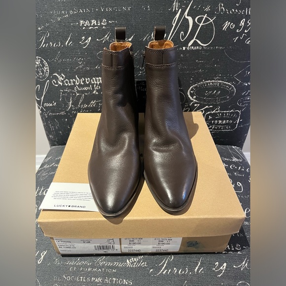 Lucky Brand Tocito Leather Ankle Boots. Size 9 1/2. Colour Chocolate. New/Unworn - Picture 2 of 3